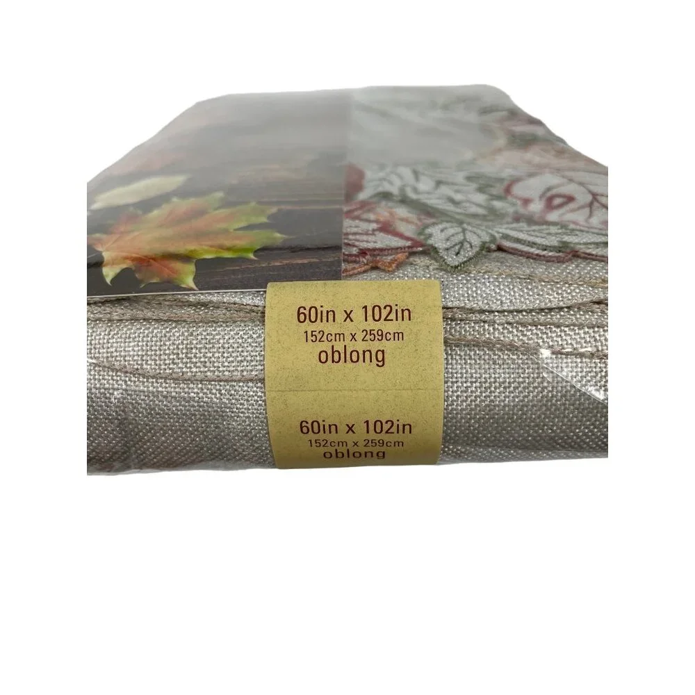 Elrene Fall Pumpkin Foliage Cutwork Embroidered Tablecloth 60 in x 102 in Oblong